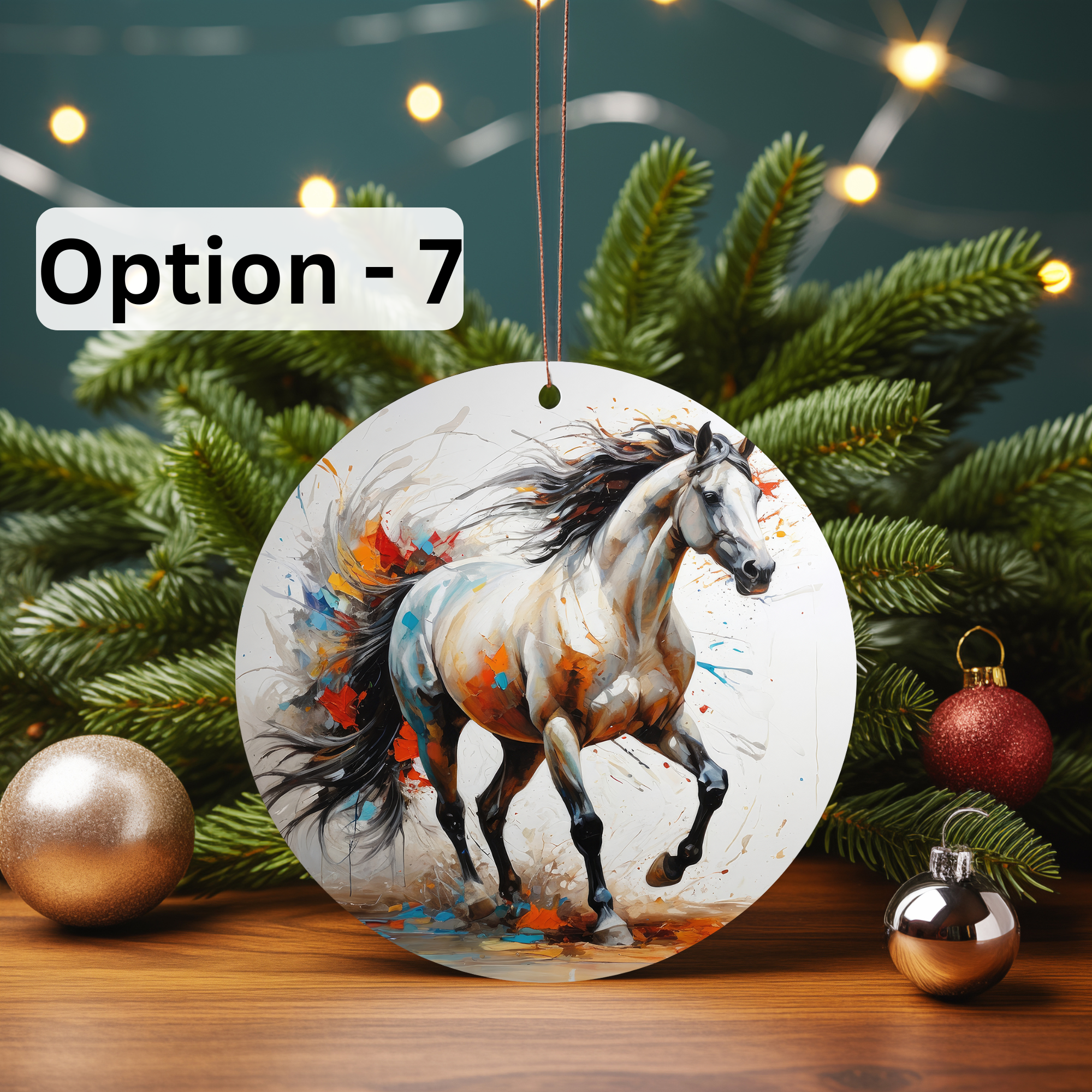 Dark Horse Dream Designs LLC - Wholesale Ornament - 3D Oil Painting Horse, Cermaic Christmas Ornaments2