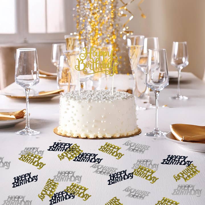 Beistle - Wholesale Confetti - Black, Gold, and Silver Happy Birthday Fanci-Fetti, 0.5 Oz4
