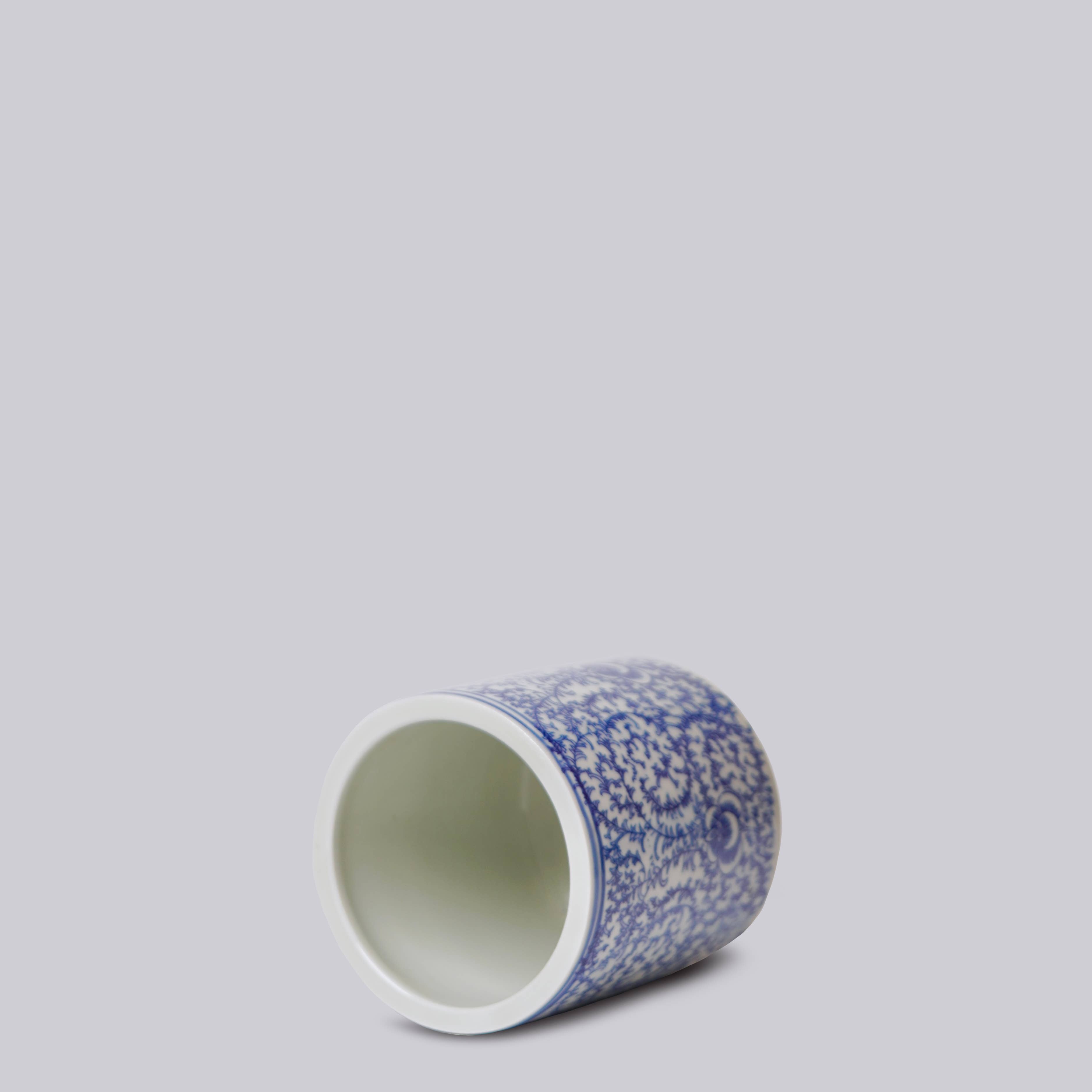 Cobalt Guild - Vente Pot pour plante d'intérieur - Petit cache-pot de pivoine de campagne en porcelaine bleue et blanche1