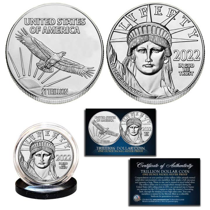 2022 en biljon Dollar hyllning bevis mynt 1 Oz Silver förnicklad 39 Mm - fartyg snabbt. Gratis fartyg till U.S. för wholesale av The Merrick Mint