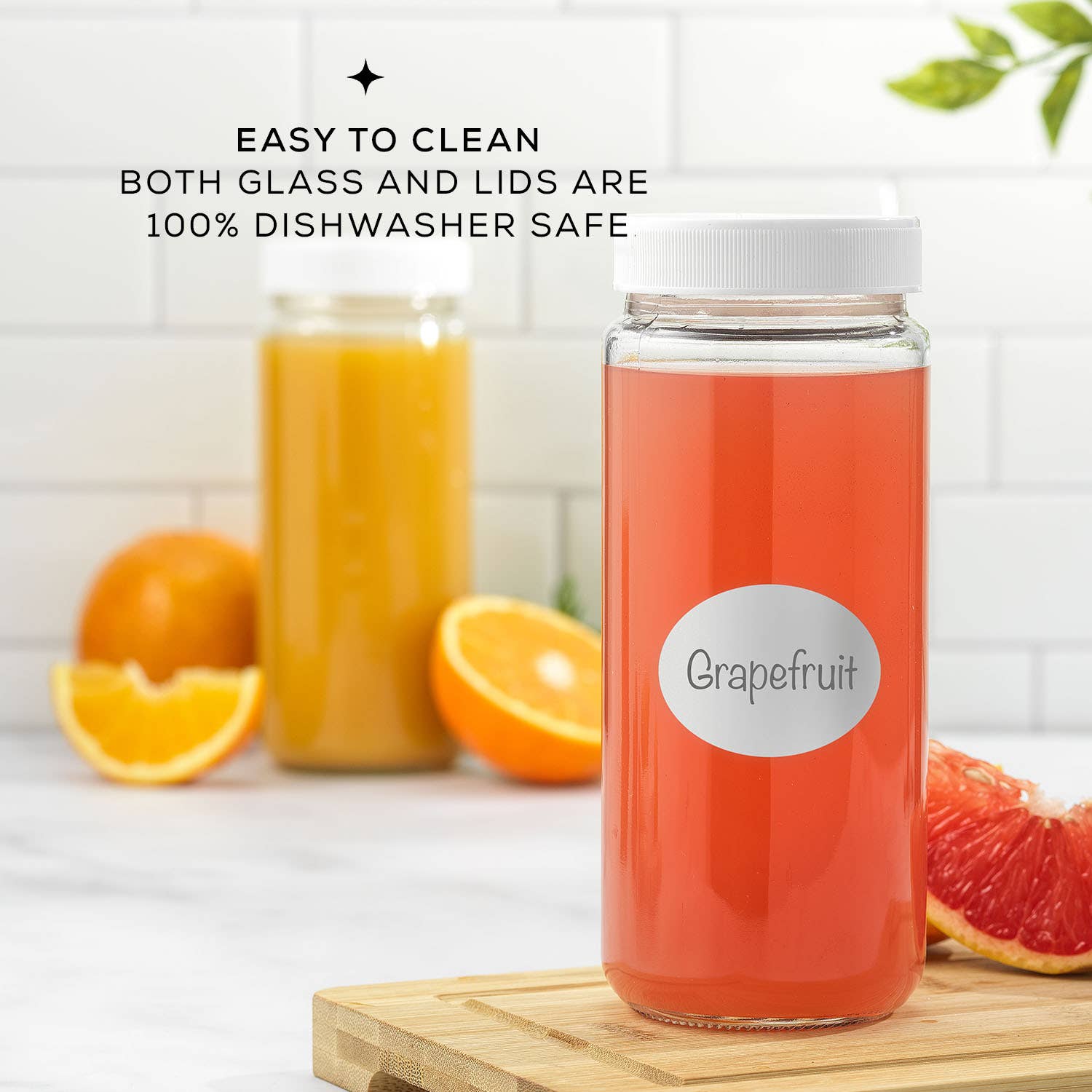 JoyJolt - Wholesale Drinking Glass/Cup - JoyJolt Reusable Glass Juice Bottles with Lids - Set of 86