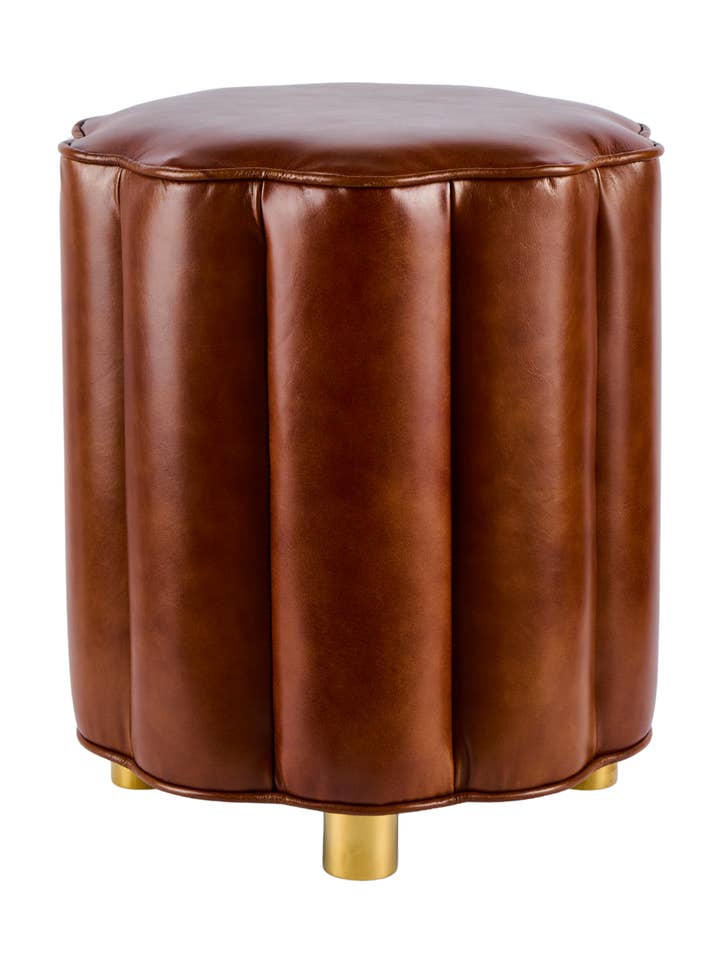 Petal Ottoman - Brown Leather for wholesale by The Art of Creating Inc