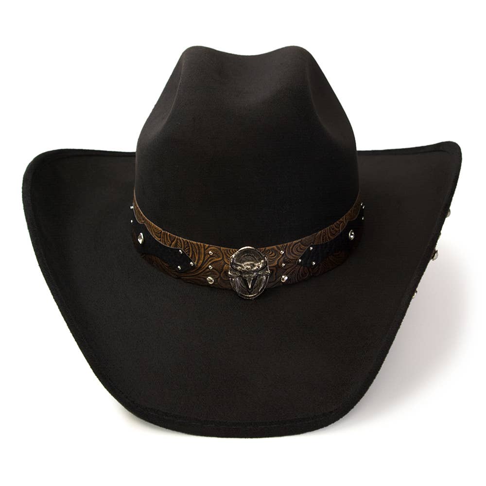 Western Express - Vendita all'ingrosso Cappello da cowboy - Unisex - Cappello Western in Camoscio con Teschio di Bue e Lati in Pelle3