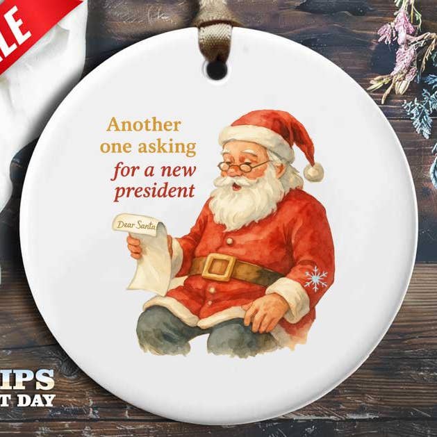 Anti-Trump Vintage Santa Ornament: Progressive Christmas for wholesale by VenusArtsShop
