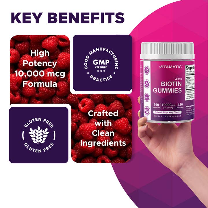 Vitamatic - Wholesale Oral Supplement/Vitamin - Vitamatic Biotin Gummies 10,000 mcg- 240 Vegan Gummies 4