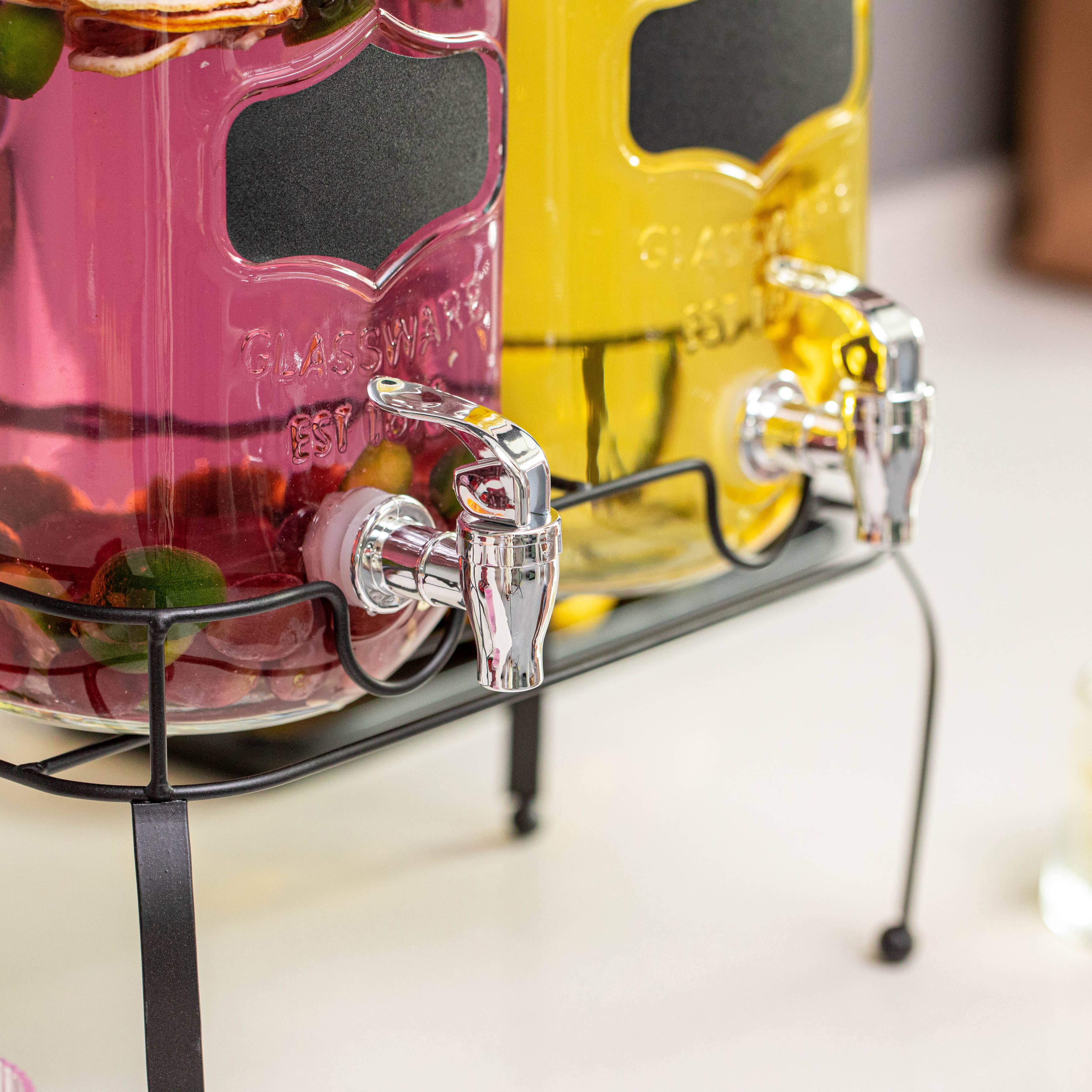 Quickway Imports - Wholesale Drink Dispenser - Basicwise  Glass Drink Dispenser Set with Metal Stand, Stain4