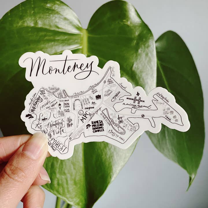 Traveling Calligrapher - Wholesale Sticker - Monterey, CA Map Sticker | Die-Cut 4"0