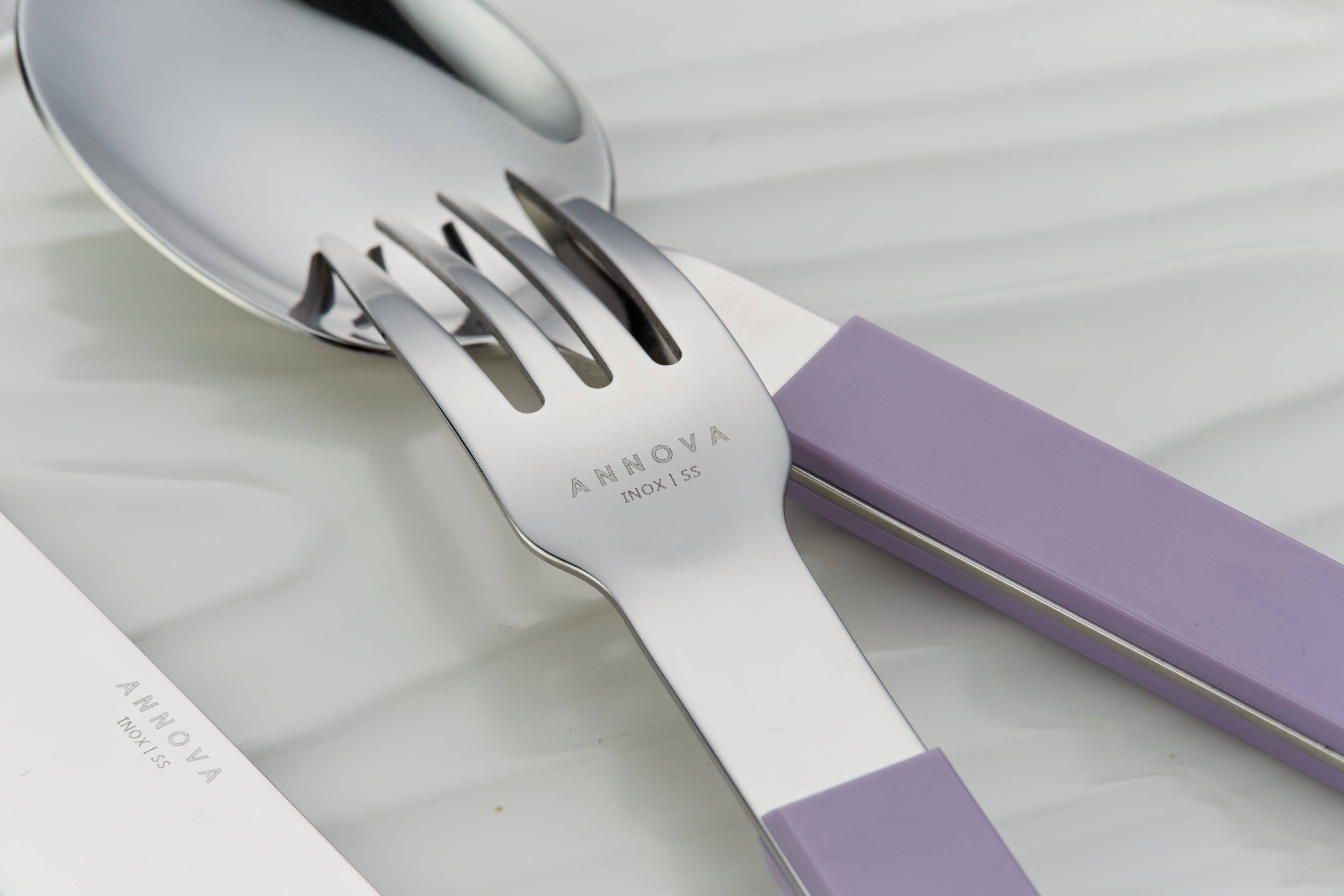 ANNOVA - Wholesale Flatware Set - ANNOVA Block Handle Silverware Set 20 Pieces Color Modern Style Flatware45