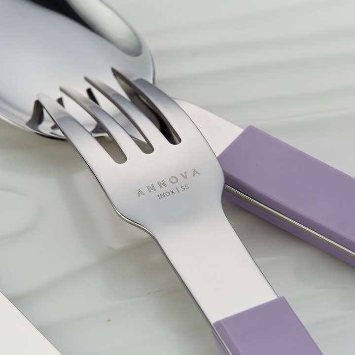 ANNOVA - Wholesale Flatware Set - ANNOVA Block Handle Silverware Set 20 Pieces Color Modern Style Flatware45