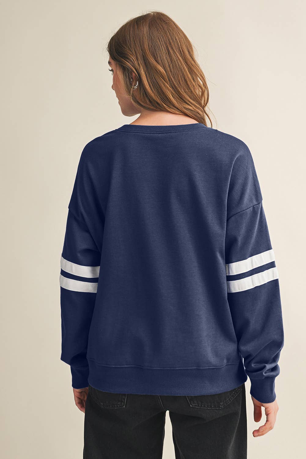 Aapparella - Wholesale Shirt - Women's - Striped Detail Drop Shoulder Oversized Sweatshirt | S-XL16