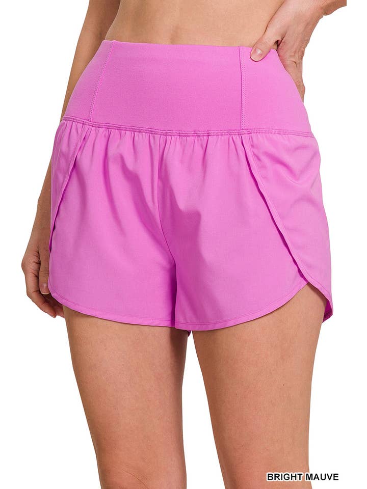 42POPS - Wholesale Shorts - Women's - ",,...._ High Waisted Zippered Back Pocket Running Shorts