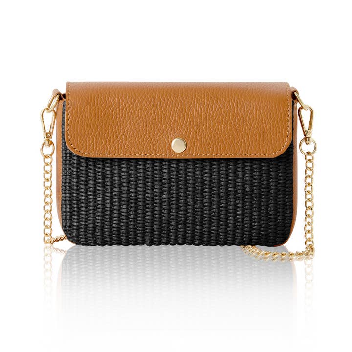 MONTTE DI JINNE - Wholesale Clutch bag – women's - Italian Handmade Raffia & Leather Flap Crossbody Bag