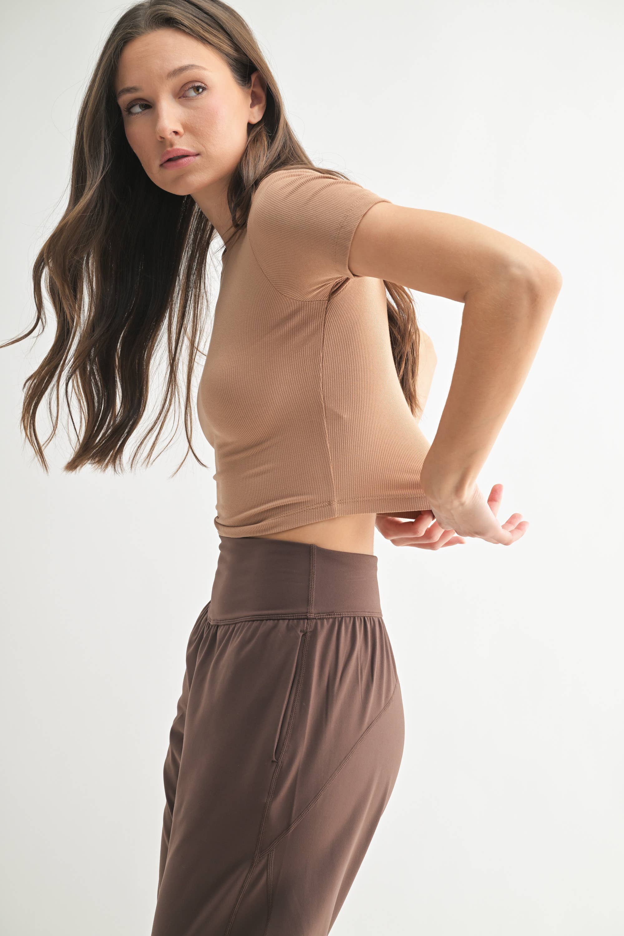 Mono B - Wholesale Athletic Top - Women's - Essential Micro-Ribbed Athleisure Baby Tee13