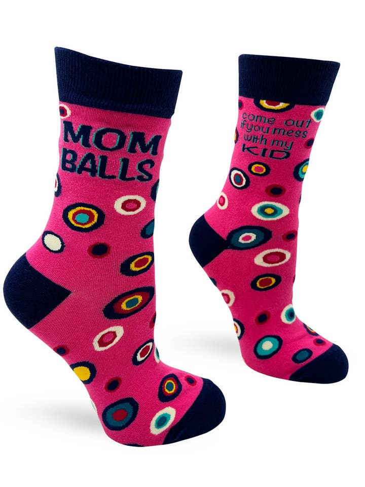 Mom Balls Come Out if You Mess With My Kid Ladies' Crew Sock for wholesale by Fabdaz