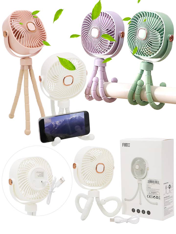 Matte Pastel Led Flexible Leg Electric Fan for wholesale by Cap Zone