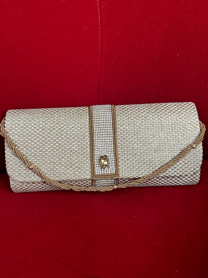 bolsa embreagem de juta dourada por atacado de Ranee's Accessories