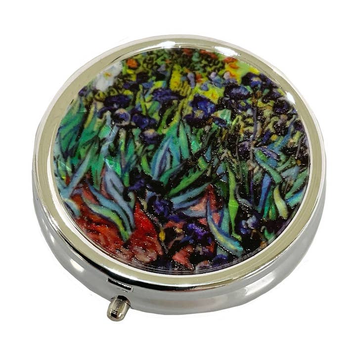 Artist Pill Box Irises #89-6909IR for wholesale by Astoria Gift Corporation