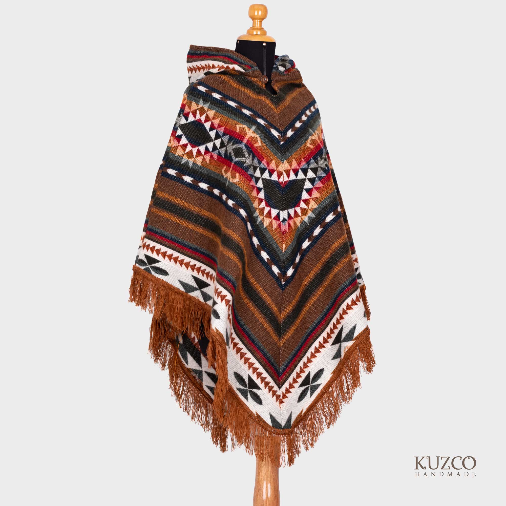 KuzcoHandmade - Venta al por mayor Poncho - Unisex - Poncho Andino de Alpaca de Ecuador con Capucha Unisex1