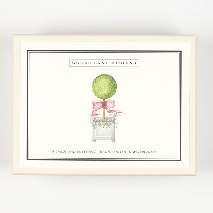 Floral Notecards - Box of 8 - Pippa Boxwood Topiary for wholesale by Goose Lane Designs