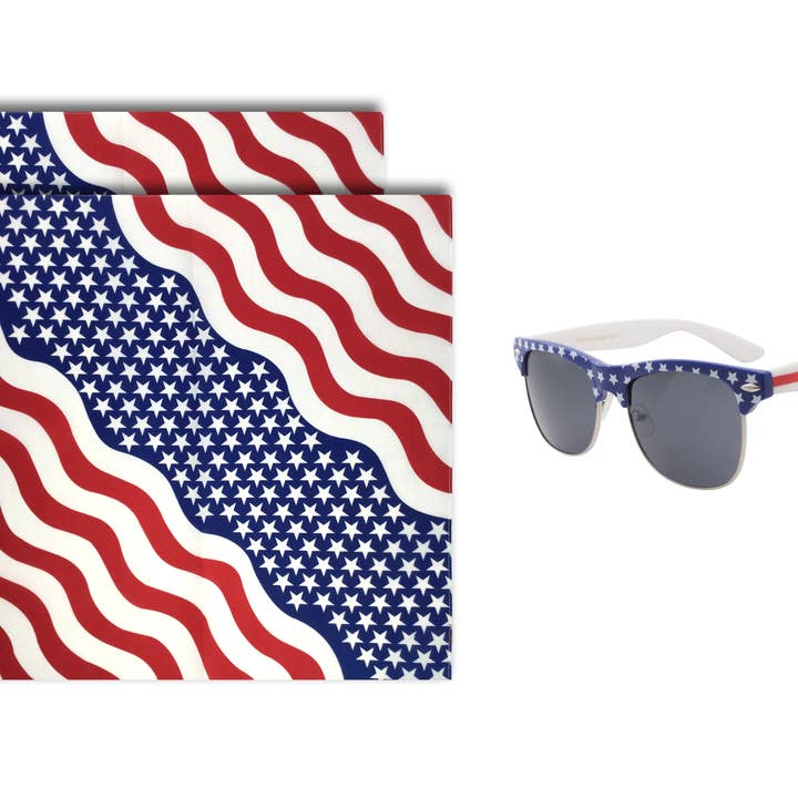 grinderPUNCH – wholesale Sunglasses – Unisex – grinderPUNCH Apollo's Creed All American Flag Browline Sunglasses and Bandana Pack3