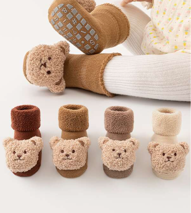 Miss Q Baby - Vente Chaussettes – bébé - 4 paires de chaussettes antidérapantes pour bébé en apprentissage de la marche0