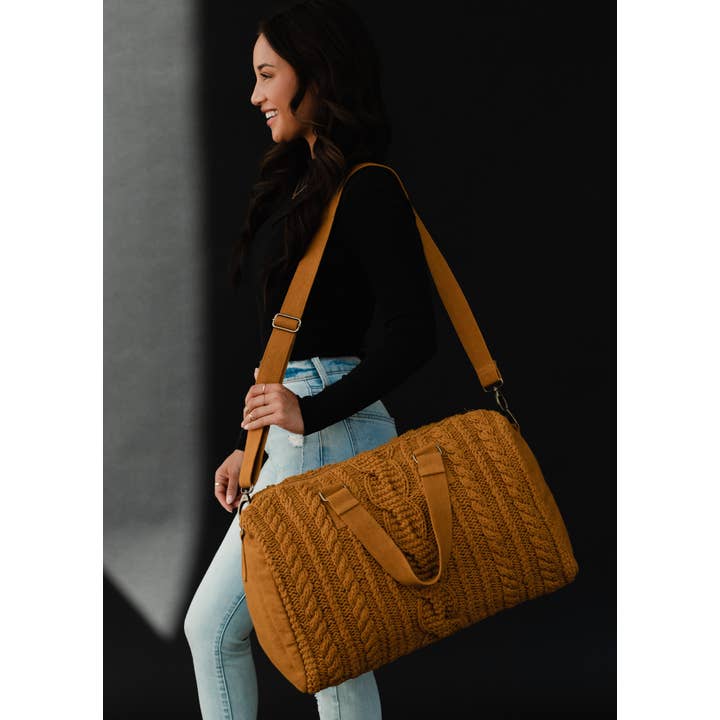 Panache Apparel Co. - Wholesale Purse/Bag Accessory - Women's - Mustard Cable Knit Duffel