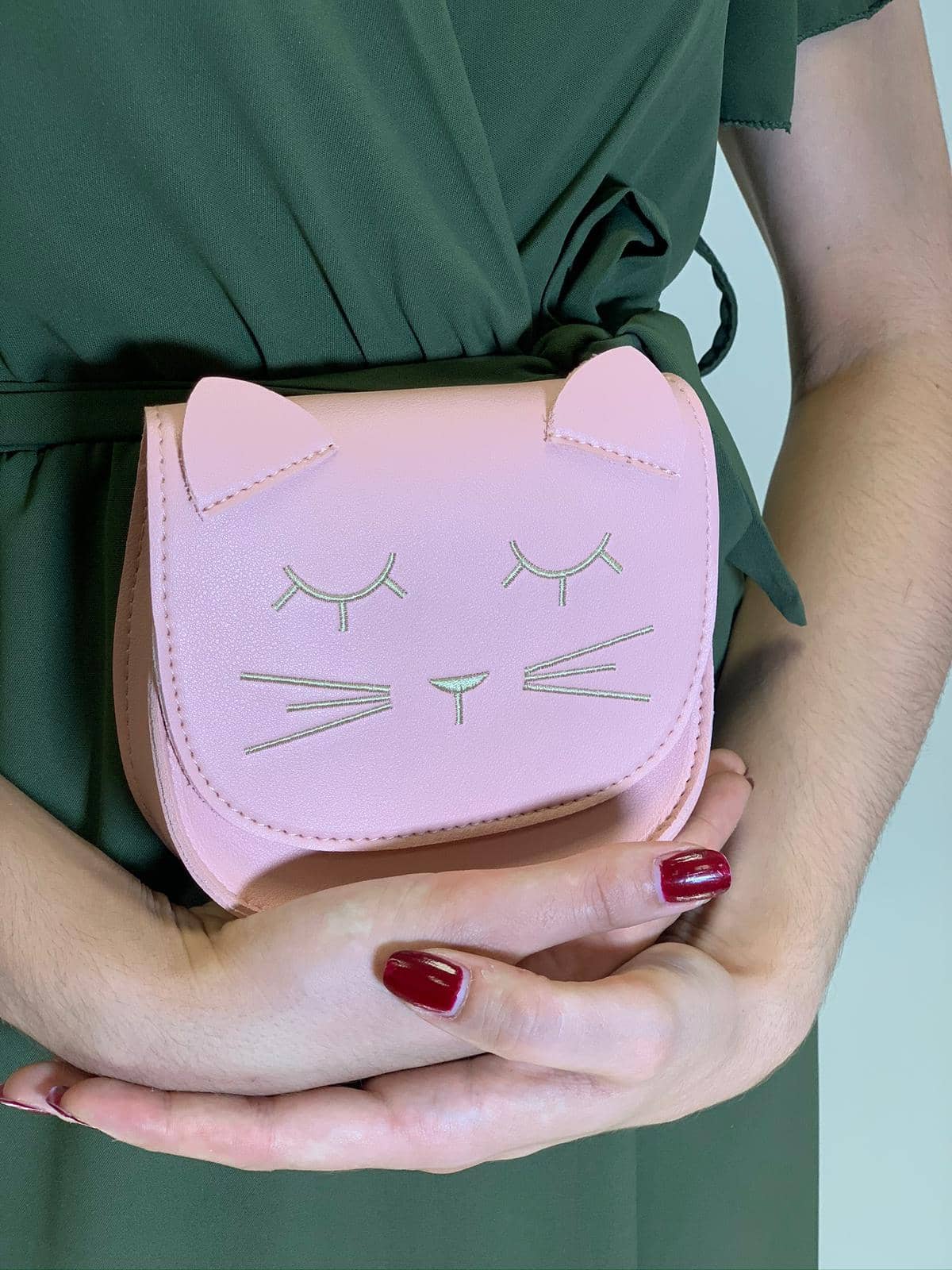 Yuko B – Engroshandel Crossbodytaske – til børn – Børne skuldertaske med dyremotiv - Mina kat i pink11