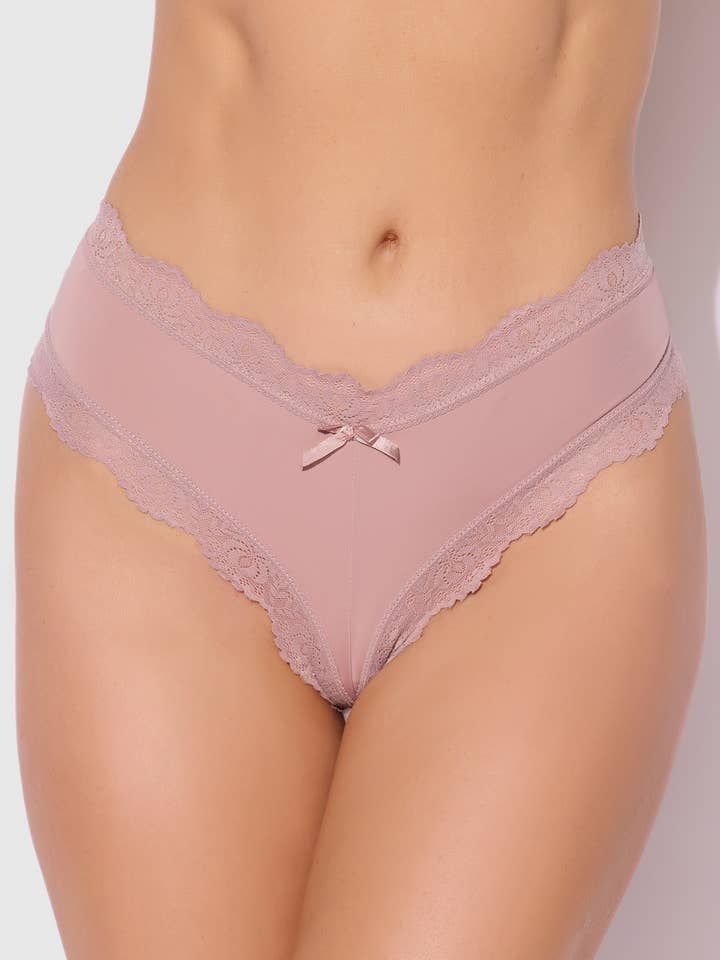ADOBE ROSE SALE: VERA MICRO & LACE TRIM G-STRING for wholesale on Faire