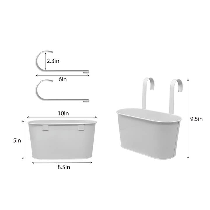 DAHO - Wholesale Hanging Planter - 10'' Multicolor Oval Metal Railing Hanging Planter 4ASST3