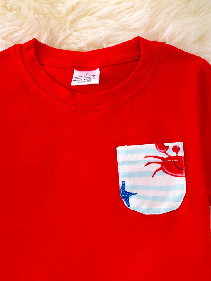 Kids Charm Online - Wholesale Top & Short Set - Kids - Boys crab printed boys set. OFB40097 AMY