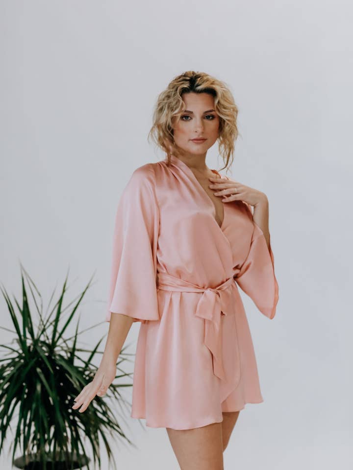Peignoir en soie - Quartz rose pour la vente par Ecoforia