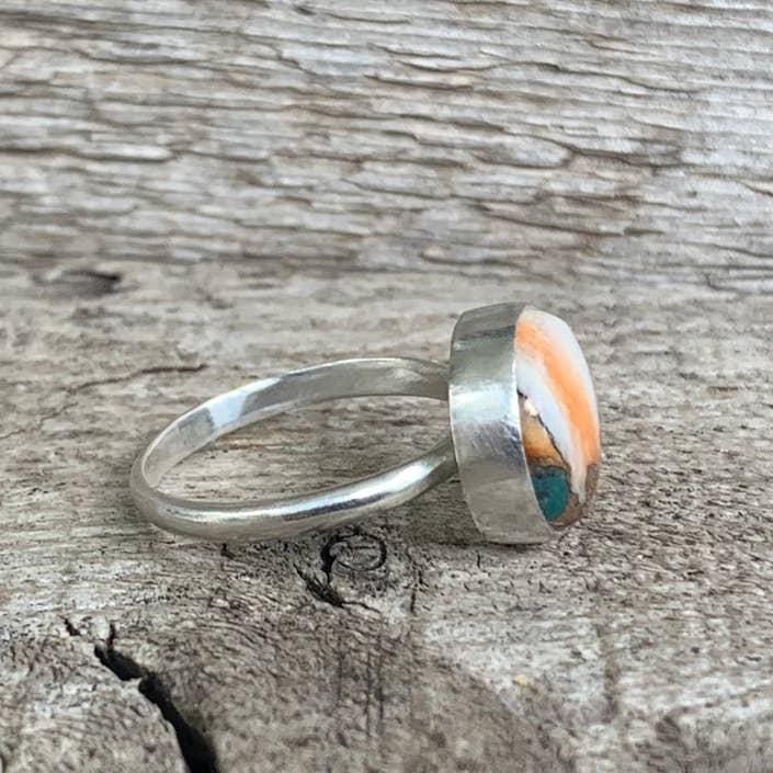 Gilded Bug Jewelry – Engroshandel Statementring – 12mm runde Solitaire Spiny Oyster kobber turkis Ring5