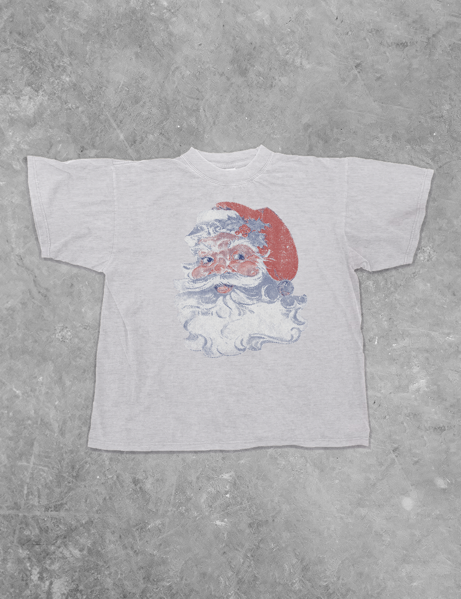 The Clandestine Underground – wholesale T-shirts med screentryck – Unisex – Vintage Santa, julig boxy bomulls-T-shirt3