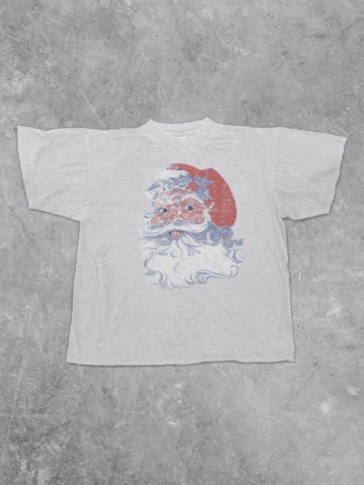 The Clandestine Underground – wholesale T-shirts med screentryck – Unisex – Vintage Santa, julig boxy bomulls-T-shirt3