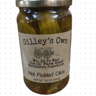 Gilley's Own 24oz Hot Pickled Okra for wholesale by Ironpath Distributors