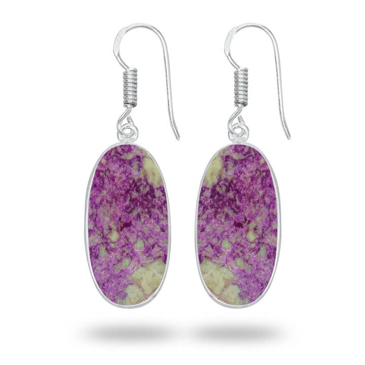 Handmade Jewels - Wholesale Dangle Earrings - Stichtite Earrings – Silver-Plated Bezel, Handmade Design11