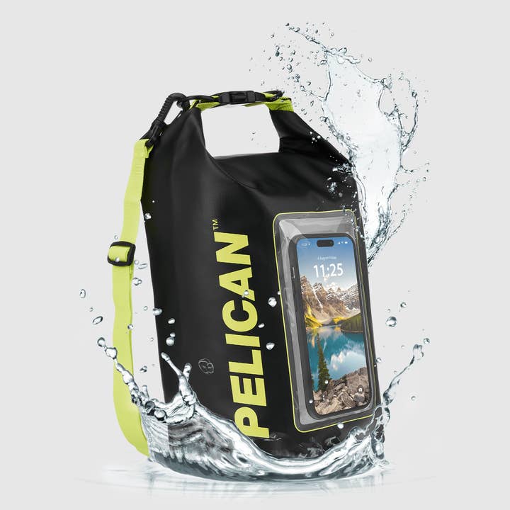 Pelican Marine Waterproof 5L Dry Bag (Black/ Hi Vis Yellow) - Phone Pouch for wholesale on Faire1