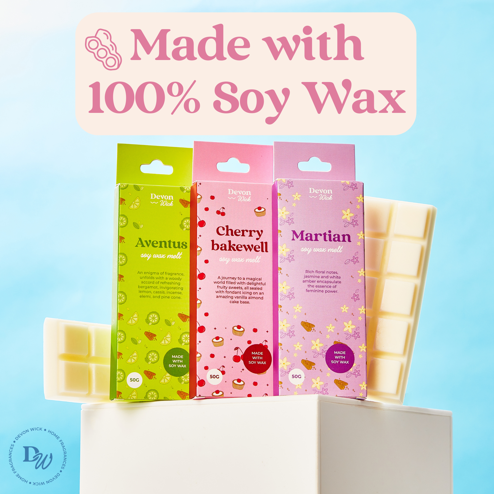 Devon Wick – wholesale Wax melt – Peaches & Cream Snap Bar Wax Melts1