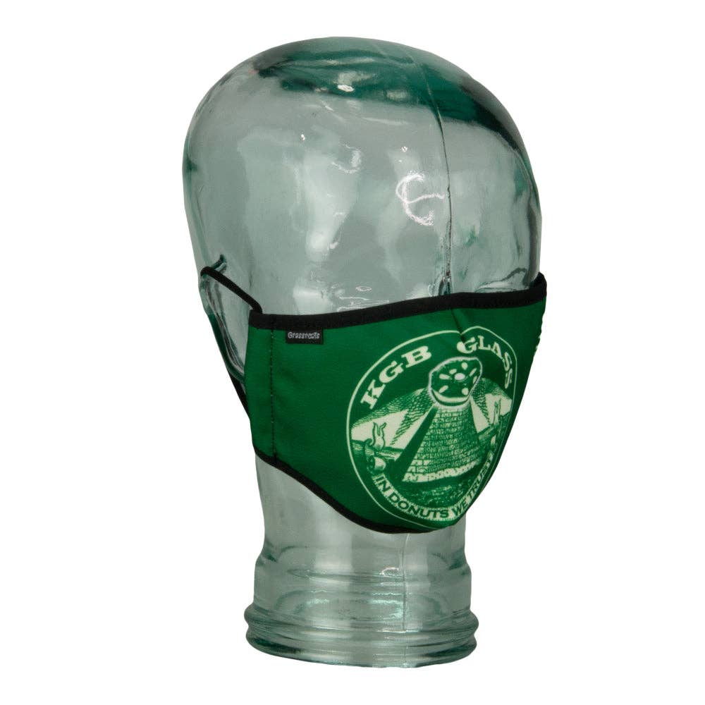 Green KGB Glass In Donuts We Trust Facemask for wholesale on Faire2