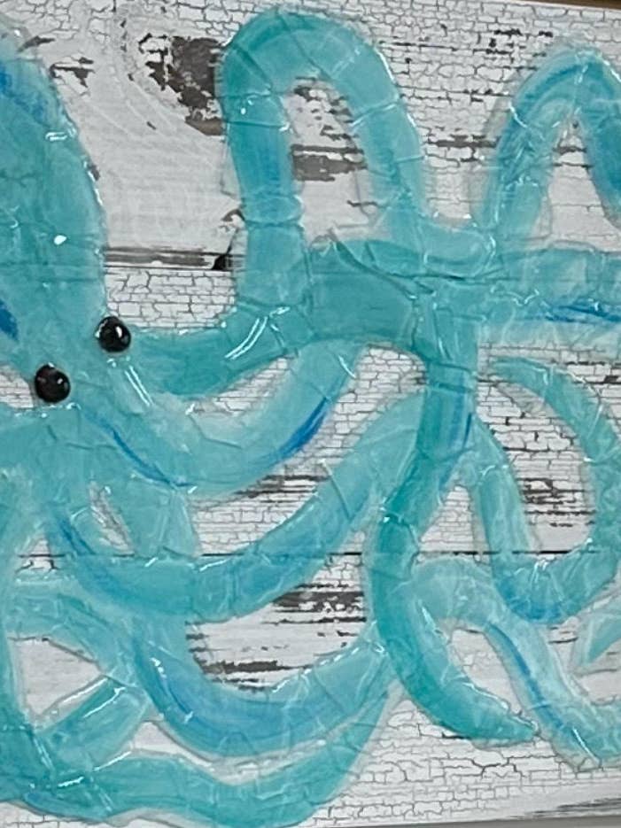Seaglass Octopus Painting for wholesale by A SEAGLASS CREATION/SALTY SIGNS DESIGNS