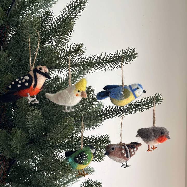 Ganapati - Wholesale Ornament - Felt Bird Ornaments Set of 6 - A Set