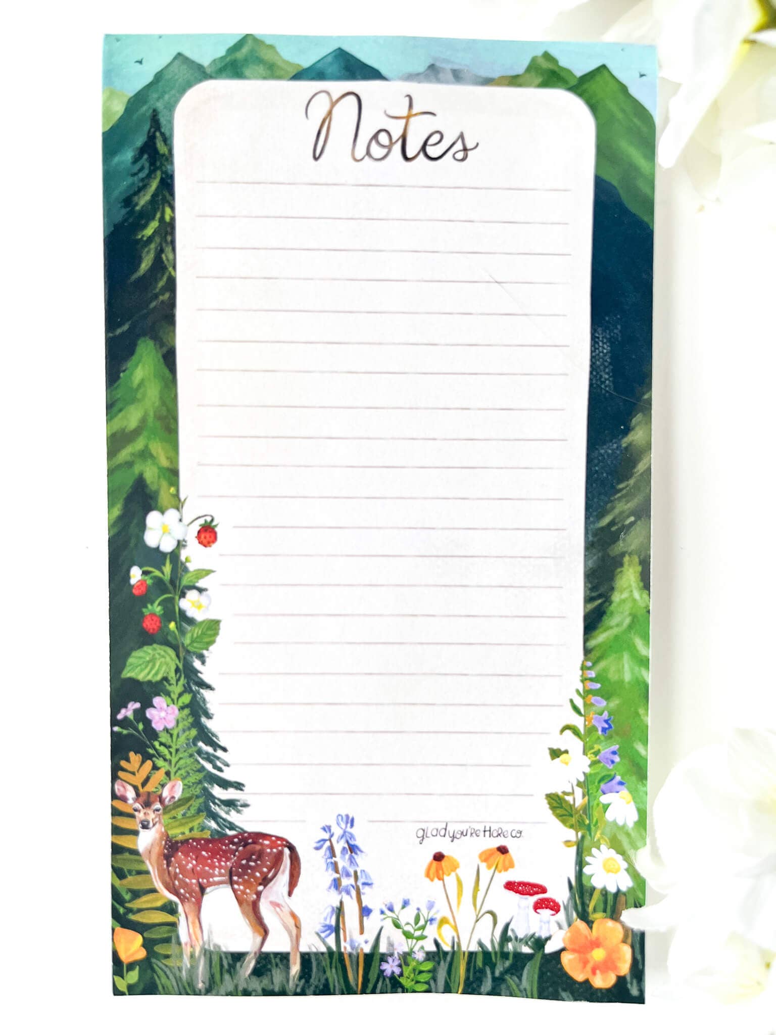 glad you're here co - Wholesale Notepad - Woodland Deer Notepad3