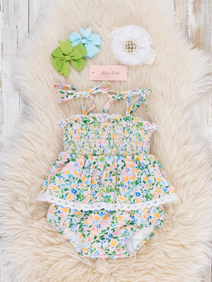 Bloemenveld Draai Gerimpelde Ruffle Bubble voor wholesale door Marie Nicole Clothing