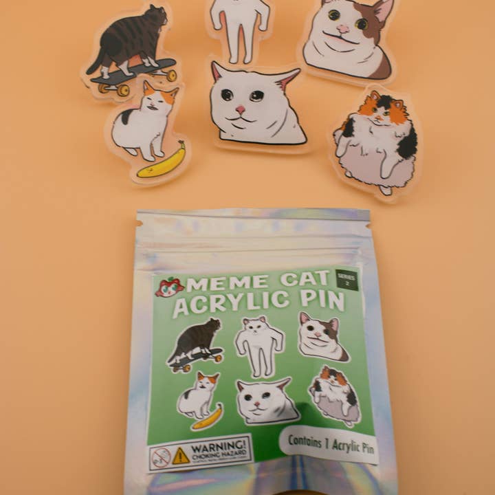Mintimeli - Wholesale Lapel Pin/Button - Cat Meme Pin Blind Bag (Series 1 & 2) - Mystery Chance Acrylic Pin Cute Funny Animal Humorous Internet Gift