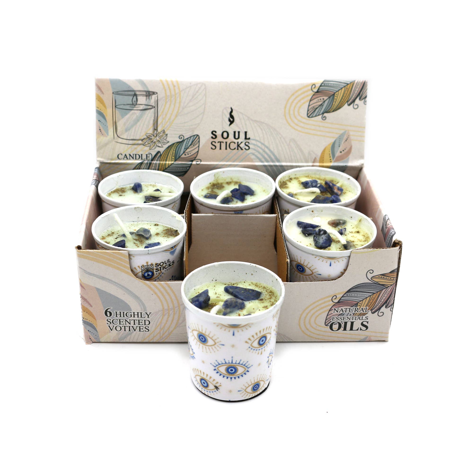 Designs by Deekay Inc. – Großhandel Kerze im Glas / gefüllte Kerze – Duftkerzen mit bösem Blick Motiv, 6 Stück1