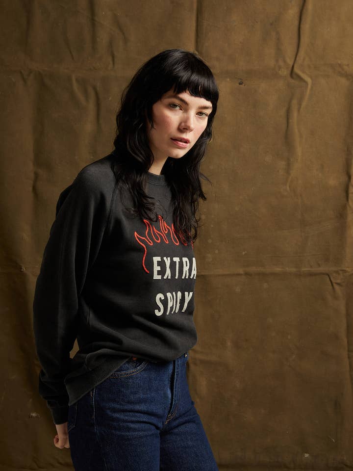 Pyknic - Wholesale Graphic Sweatshirt - Unisex - Extra Spicy Chainstitch & Felt Crewneck Sweatshirt