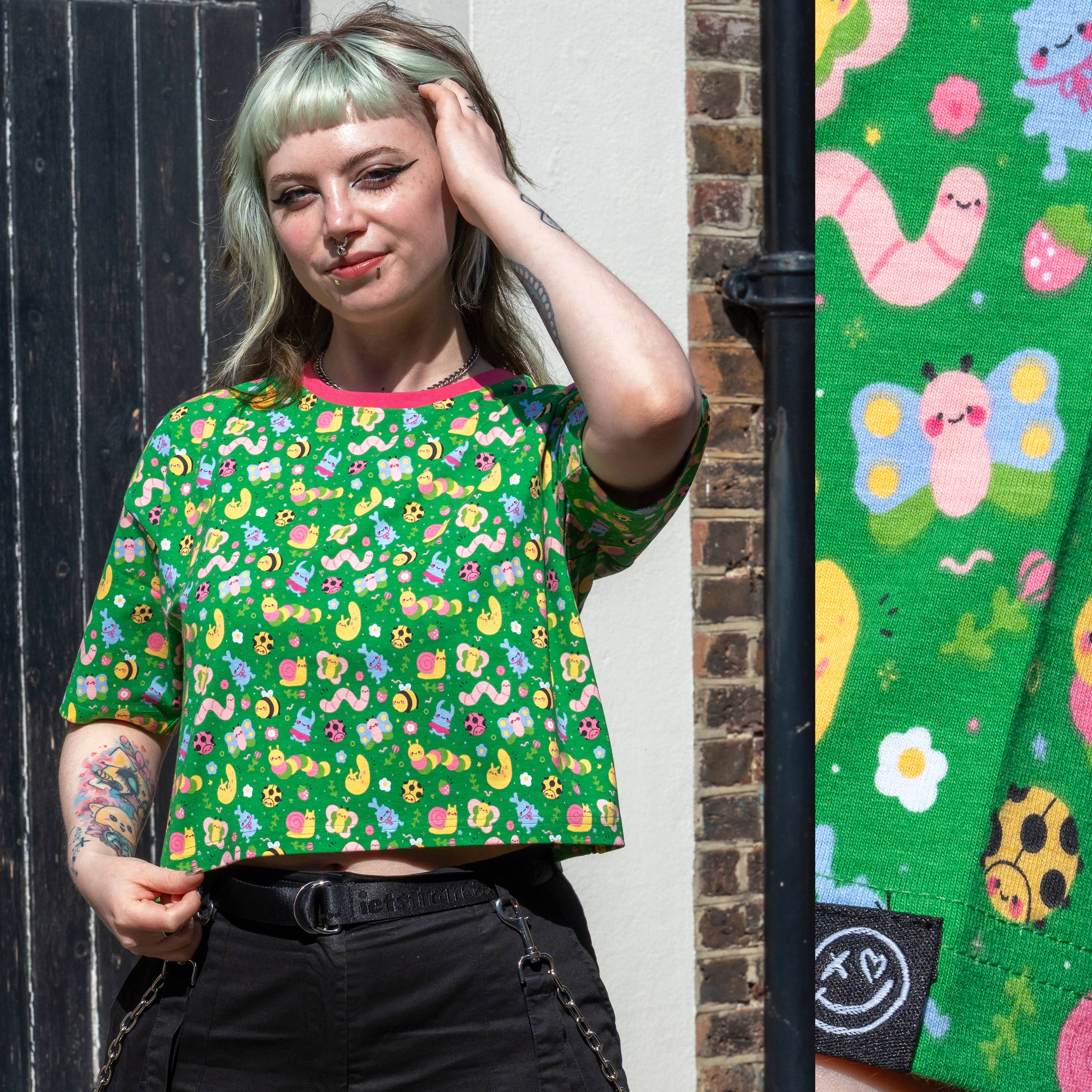 Rebel Romance – wholesale T-shirt – women's – Rebel Romance x Dipstick Store Bugs Cropped Boxy Tee1