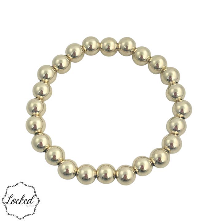 Classico 8MM | Bracciale con Perline Placcato Oro per la vendita all'ingrosso da parte di Locked by Lula 'n' Lee