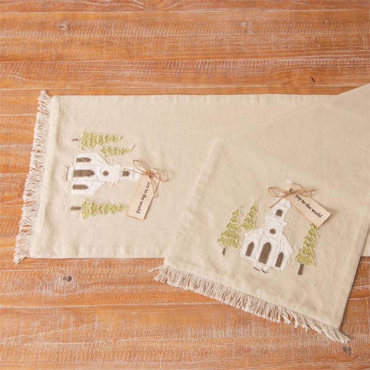 Audrey's Home & Gift - Wholesale Table Runner - Table Runner - Church Rustic Applique With Fabric Tag (PC)1