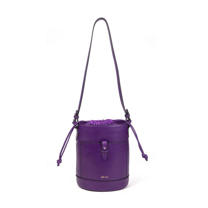 Bolso cubo de cuero Louvre violeta para venta al por mayor de kate lee